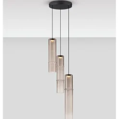Lampadari Cucina-Selezionato da Mazzolaluce Lampadario da cucina design moderno led 3000k vetri moka cilindri