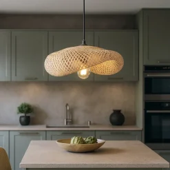 Lampadari Cucina-Selezionato da Mazzolaluce Lampadario da cucina in rattan e bambu'