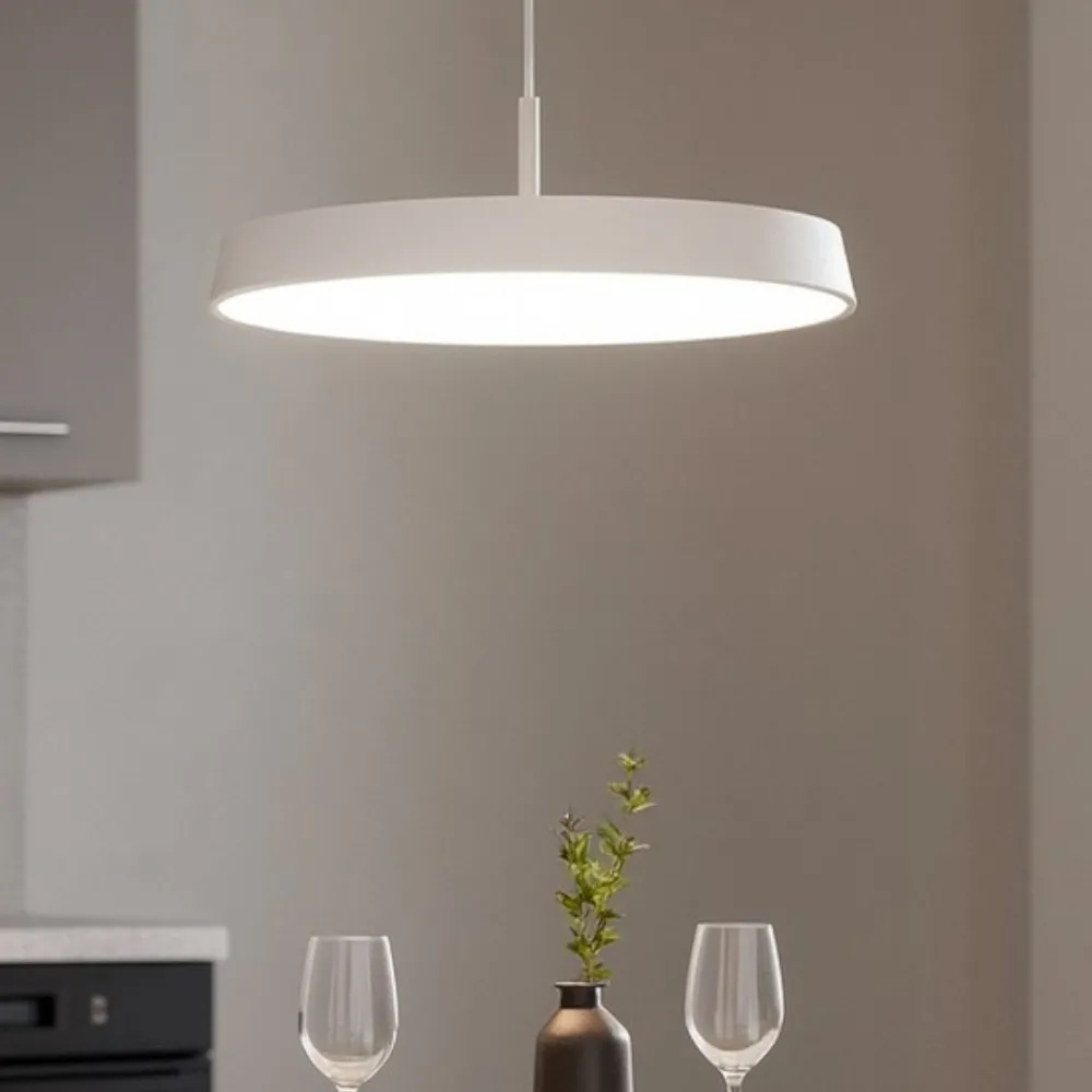 Lampadari Cucina-IsyLuce Lampadario da cucina urban bianco disco led 42w dimmerabile