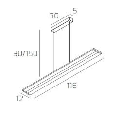 Lampadari Cucina-Top Light Lampadario da cucina 3000k a 6000k double track grigio