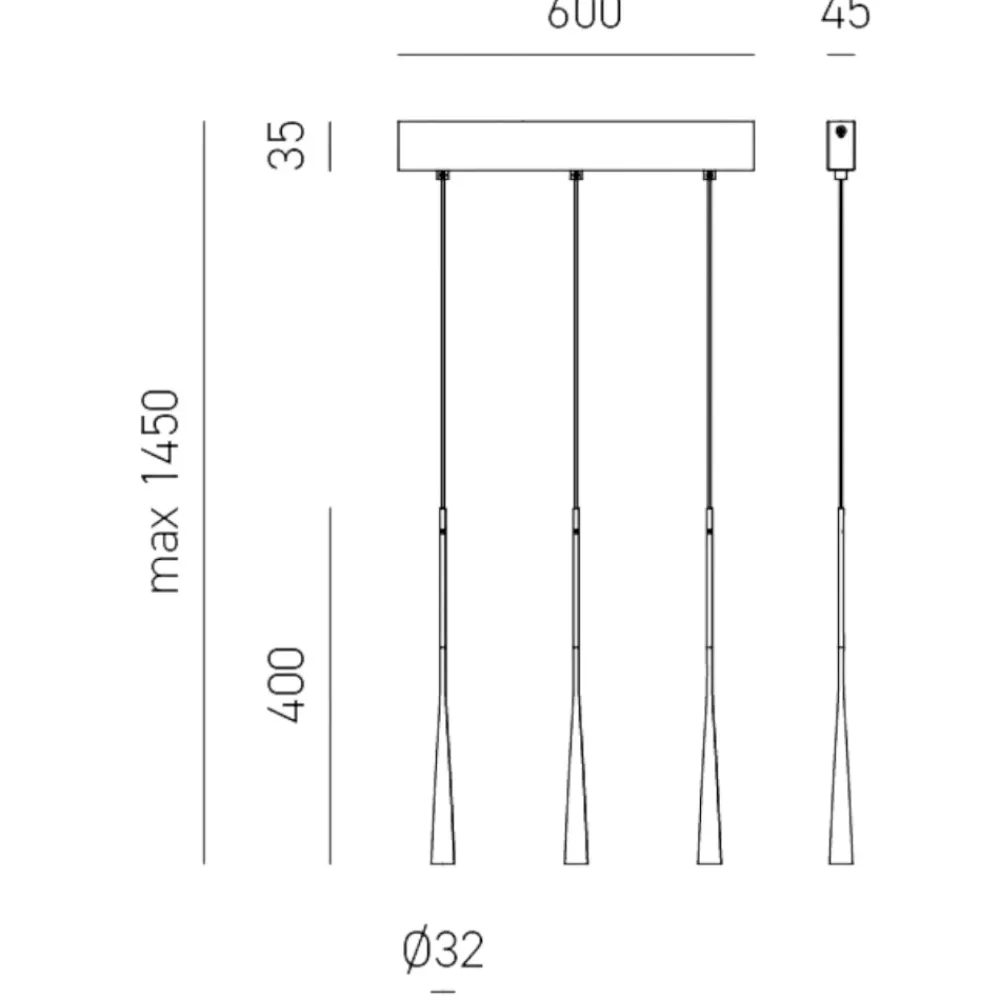 Lampadari Cucina-Gea Luce Lampadario da cucina led 16w 3000k nero dafne