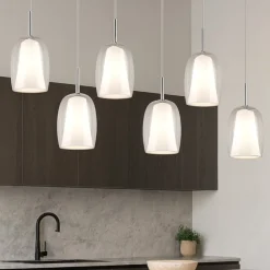 Lampadari Cucina-Selezionato da Mazzolaluce Lampadario da cucina 6 luci con paralumi in vetro