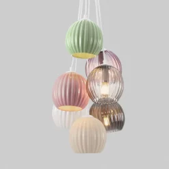 Lampadari Cucina-Selezionato da Mazzolaluce Lampadario da cucina 7 luci con portalampada sferici colorati