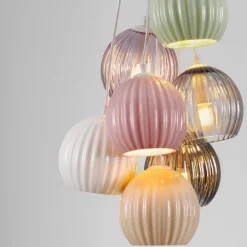 Lampadari Cucina-Selezionato da Mazzolaluce Lampadario da cucina 7 luci con portalampada sferici colorati