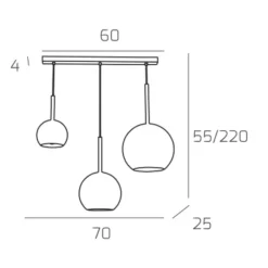 Lampadari Cucina-Top Light Lampadario da cucina 3 luci vetri cromo trasparente