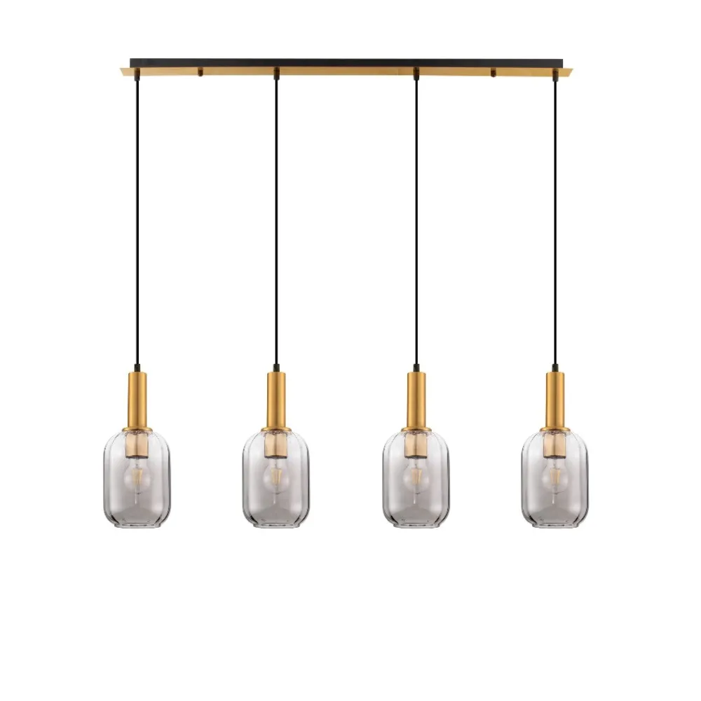 Lampadari Cucina-Selezionato da Mazzolaluce Lampadario da cucina moderna 4 luci con paralumi in vetro