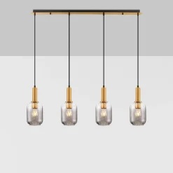 Lampadari Cucina-Selezionato da Mazzolaluce Lampadario da cucina moderna 4 luci con paralumi in vetro
