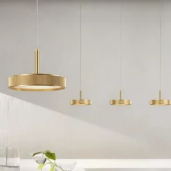 Lampadari Cucina-Ondaluce Lampadario da cucina moderna nina oro 6 luci led 3000k dimmerabile