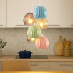 Lampadari Cucina-Selezionato da Mazzolaluce Lampadario da cucina moderna in ceramica e vetro 6 luci
