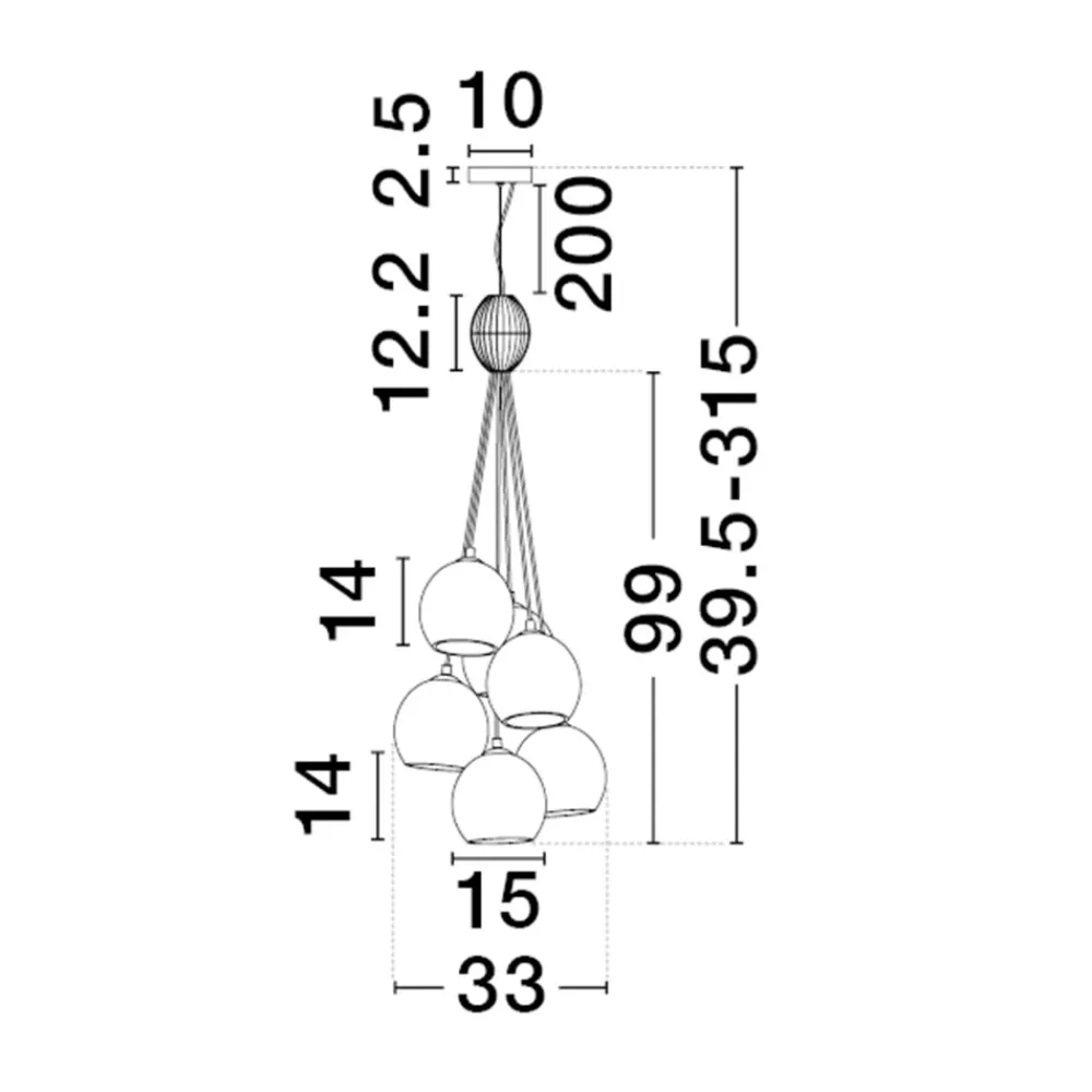 Lampadari Cucina-Selezionato da Mazzolaluce Lampadario da cucina moderna in ceramica e vetro 6 luci