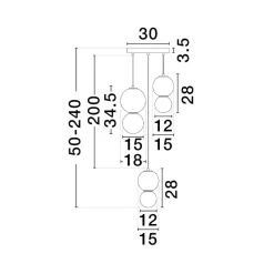 Lampadari Cucina-Selezionato da Mazzolaluce Lampadario da cucina multicolore con 3 luci pendenti led 3000k