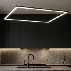 Lampadari Cucina-Affralux Lampadario da cucina nero quattro led 68w 3000k