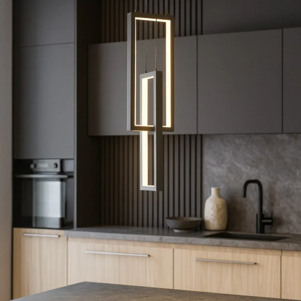 Lampadari Cucina-Selezionato da Mazzolaluce Lampadario da cucina nero led 3200k design moderno