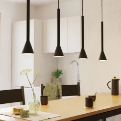 Lampadari Cucina-Eglo Lampadario da cucina nero oro 4 luci cortaderas