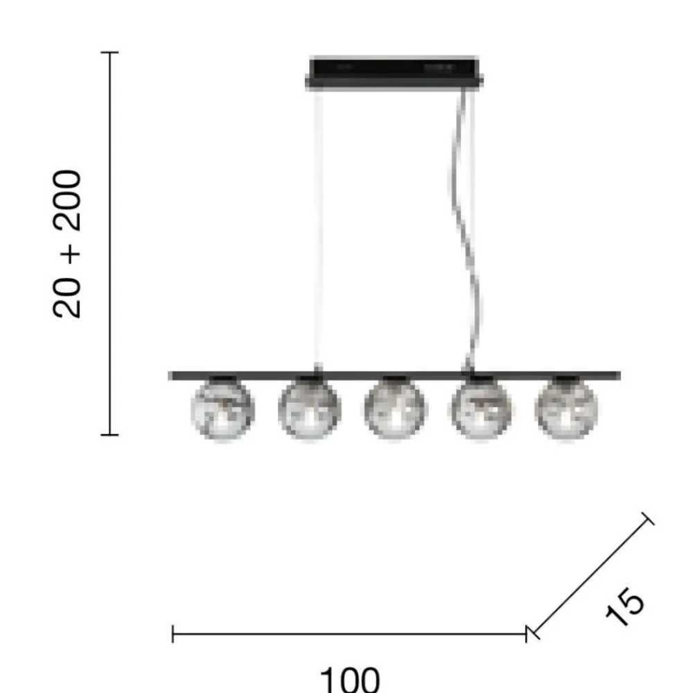 Lampadari Cucina-Ondaluce Lampadario da cucina nero so monile 5 luci