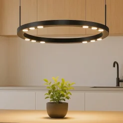 Lampadari Cucina-Selezionato da Mazzolaluce Lampadario da cucina rotondo nero led 3000k dimmerabile
