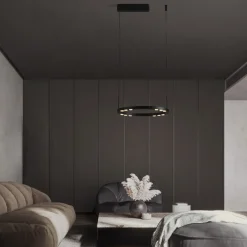 Lampadari Cucina-Selezionato da Mazzolaluce Lampadario da cucina rotondo nero led 3000k dimmerabile