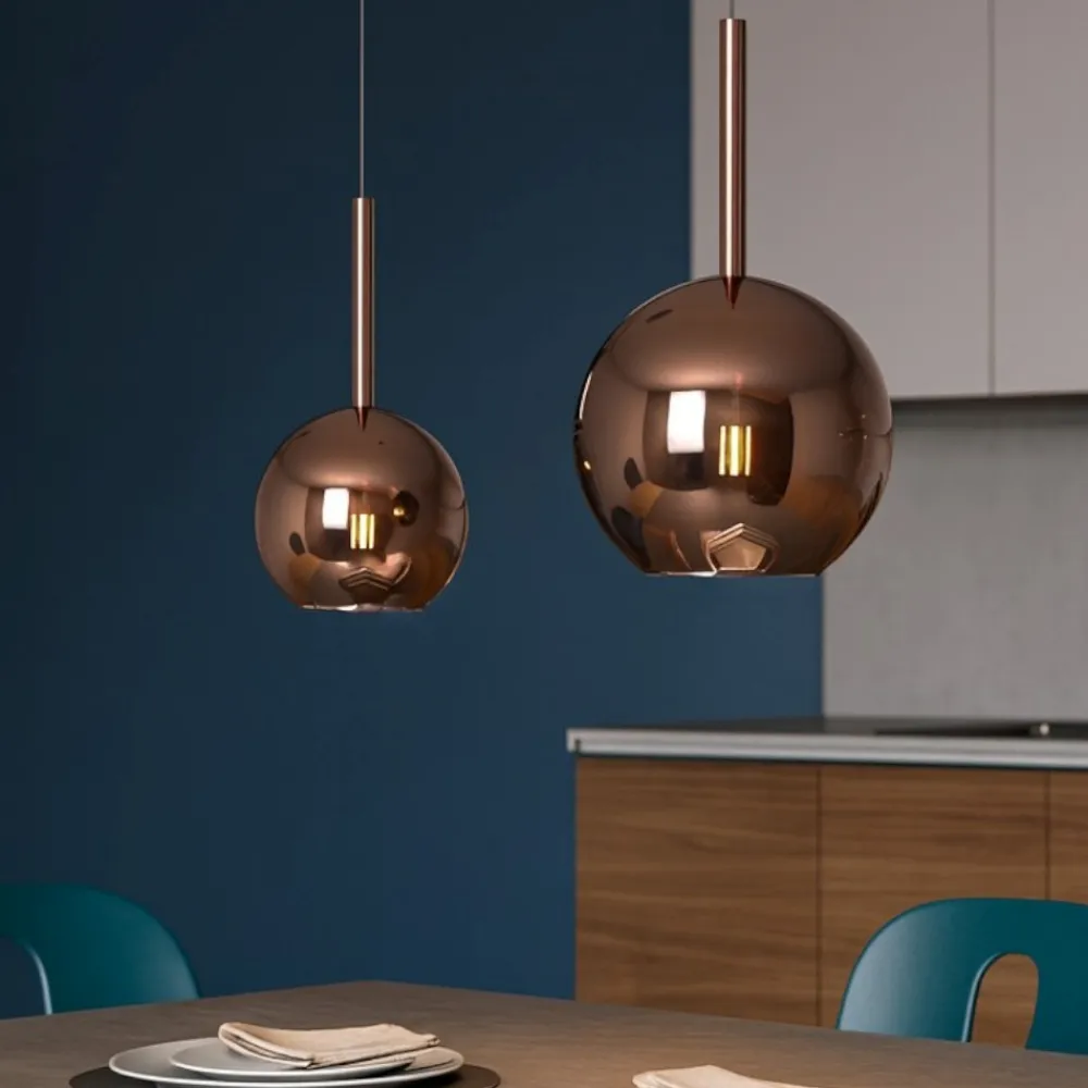 Lampadari Cucina-Top Light Lampadario da cucina sfere vetro colore rame