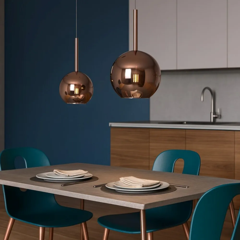 Lampadari Cucina-Top Light Lampadario da cucina sfere vetro colore rame