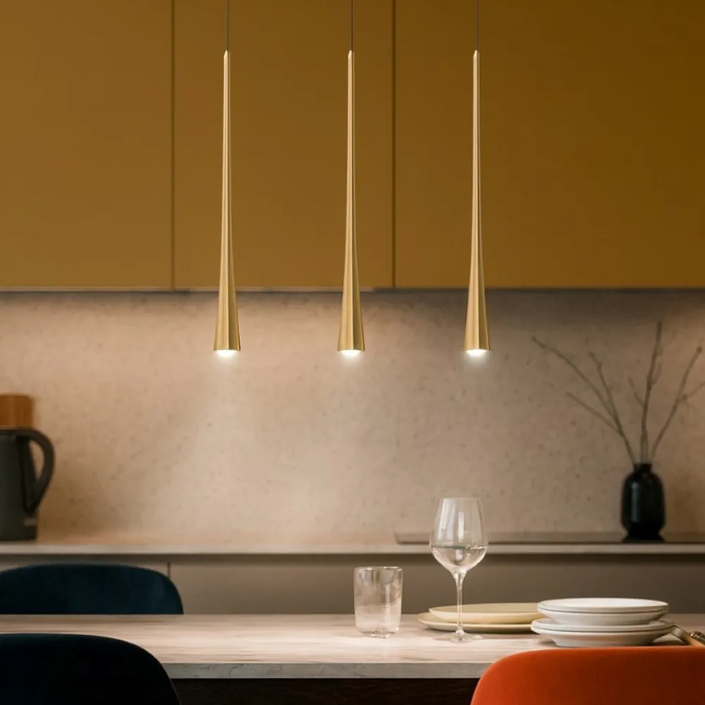 Lampadari Cucina-Gea Luce Lampadario da cucina tre luci led dafne 3000k oro