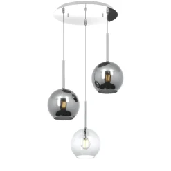 Lampadari Cucina-Top Light Lampadario da cucina tre vetri sferici cromo trasparente