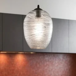 Lampadari Cucina-Selezionato da Mazzolaluce Lampadario da cucina vetro rigato trasparente