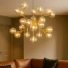 Lampadari Moderni-Maytoni Lampadario dallas moderno oro per soggiorno vetri sfere ambra trasparente