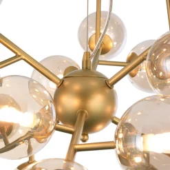 Lampadari Moderni-Maytoni Lampadario dallas moderno oro per soggiorno vetri sfere ambra trasparente