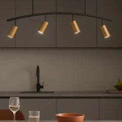 Lampadari Cucina-Selezionato da Mazzolaluce Lampadario da soffitto per cucina nero oro spot orientabili