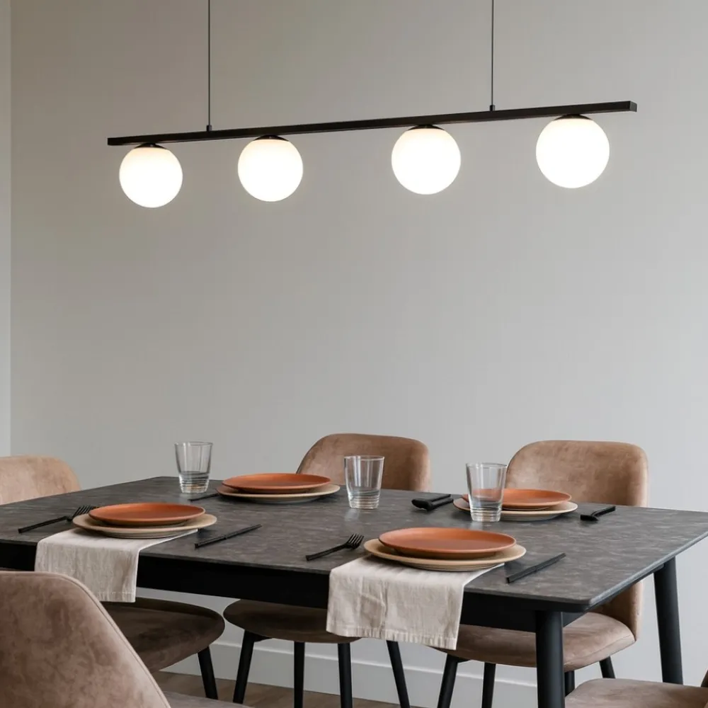 Lampadari Moderni-Selezionato da Mazzolaluce Lampadario da soggiorno nero sfere vetro led 32w 3200k moderno