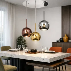 Lampadari Moderni-Top Light Lampadario da soggiorno vetri rame oro cromo