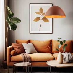 Lampadari Cucina-Selezionato da Mazzolaluce Lampadario da tavolo cupola di metallo 50cm colore mattone