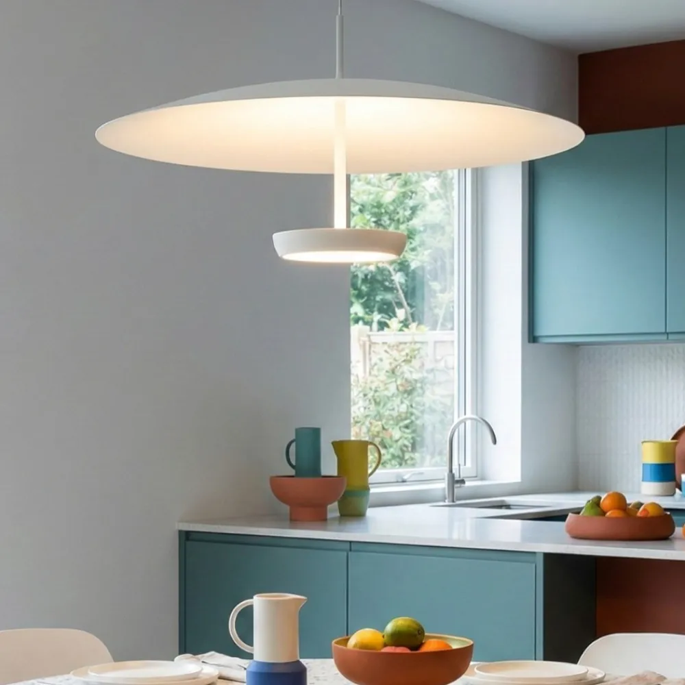 Lampadari Cucina-Fabas Luce Lampadario design bianco yuko per tavolo sala da pranzo
