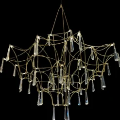 Lampadari Moderni-Selezionato da Mazzolaluce Lampadario design elegance con cristalli oro led 20w 3000k per salotto