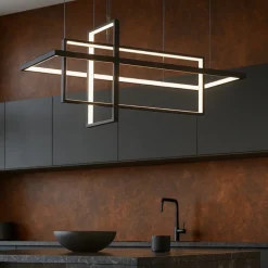 Lampadari Cucina-Selezionato da Mazzolaluce Lampadario design geometrico nero led 2700k-3500k-5000k per cucina moderna