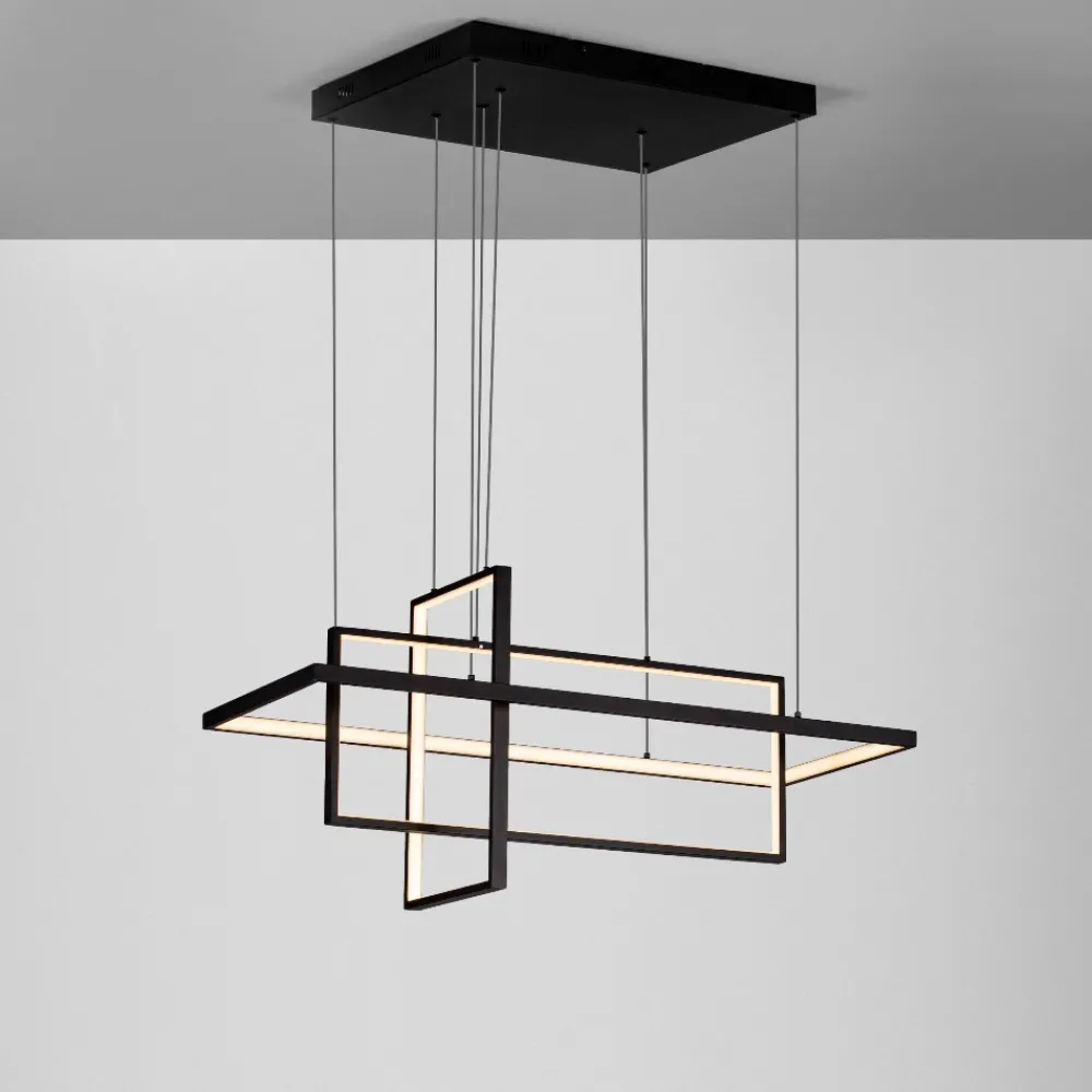 Lampadari Cucina-Selezionato da Mazzolaluce Lampadario design geometrico nero led 2700k-3500k-5000k per cucina moderna