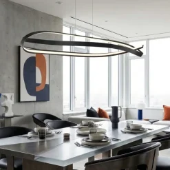 Lampadari Moderni-Selezionato da Mazzolaluce Lampadario design intreccio nero per tavolo soggiorno moderno