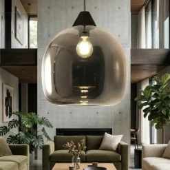 Lampadari Moderni-Fabas Luce Lampadario design in vetro soffiato fume moderno maia