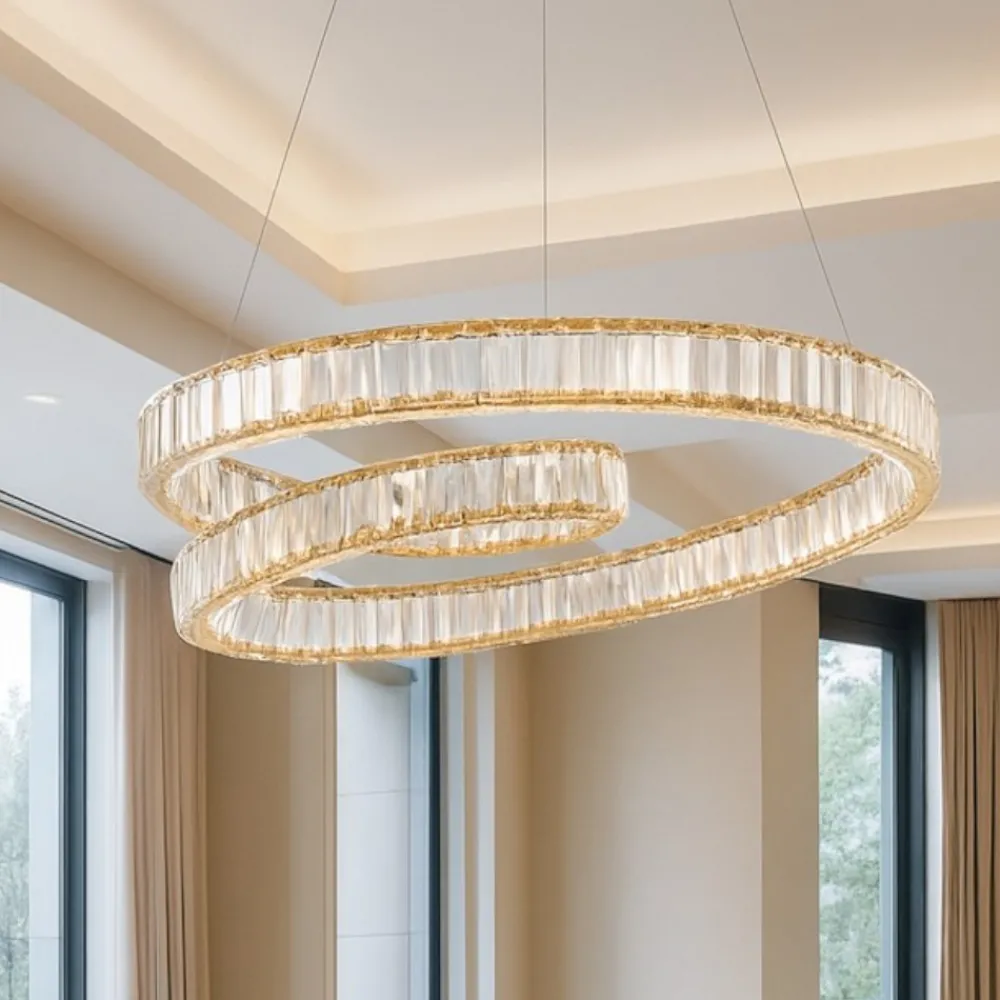 Lampadari Moderni-Selezionato da Mazzolaluce Lampadario design led di cristallo oro stile contemporaneo