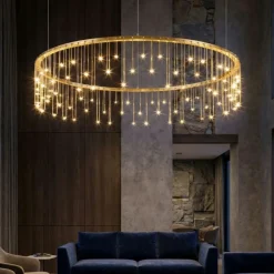 Lampadari Moderni-Selezionato da Mazzolaluce Lampadario design led oro ramato stelle cadenti