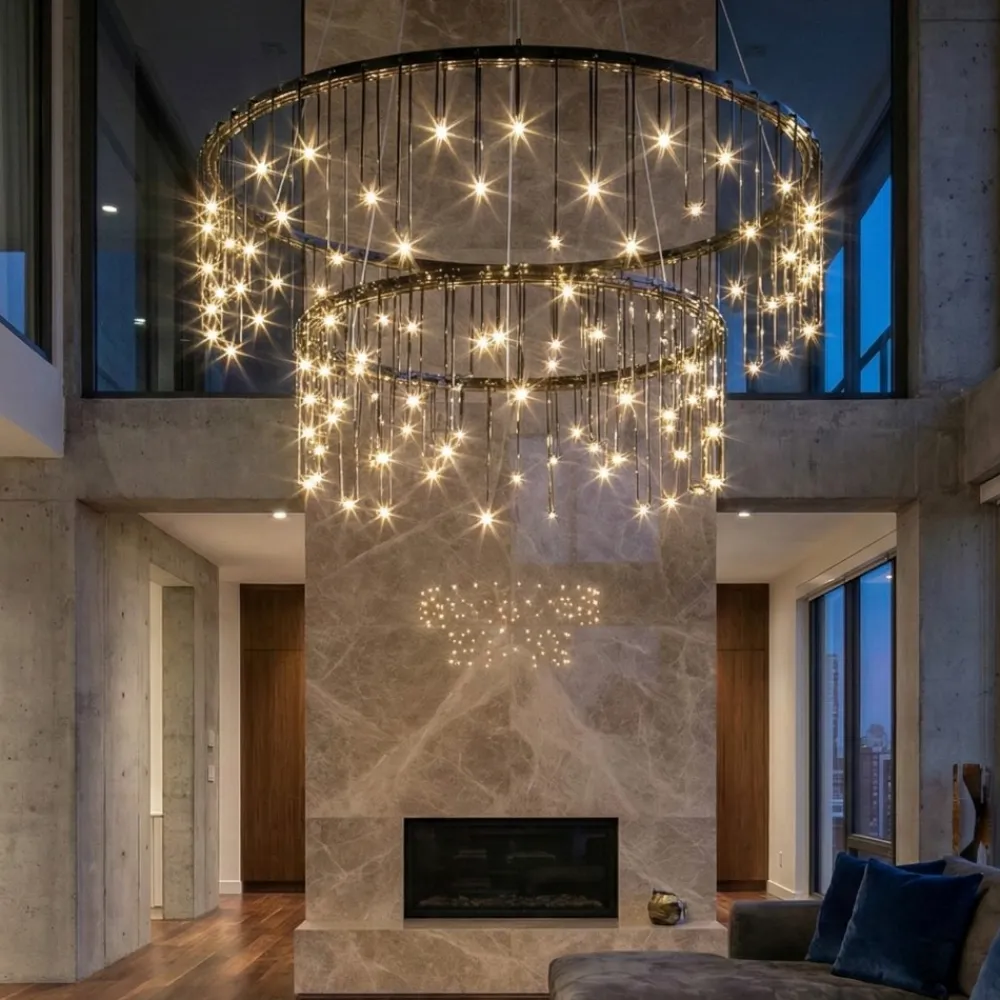 Lampadari Moderni-Selezionato da Mazzolaluce Lampadario design luci di stelle nero moderno led 3000k