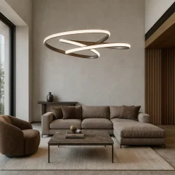 Lampadari Moderni-Selezionato da Mazzolaluce Lampadario design marrone per soggiorno moderno led dimmerabile