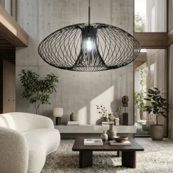 Lampadari Moderni-Fabas Luce Lampadario design minimale moderno nero fassa
