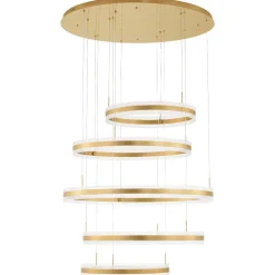 Lampadari Moderni-Selezionato da Mazzolaluce Lampadario design moderno anelli oro led 444w 3000k dimmerabile