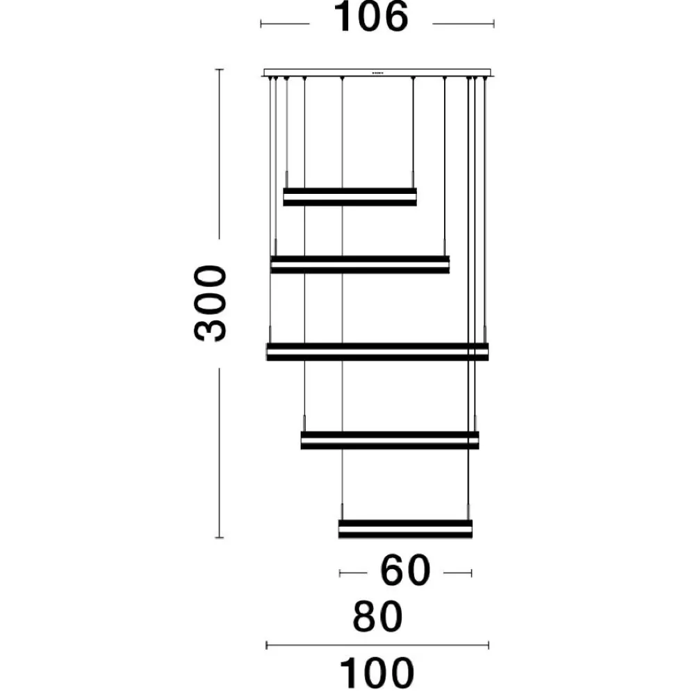 Lampadari Moderni-Selezionato da Mazzolaluce Lampadario design moderno anelli oro led 444w 3000k dimmerabile