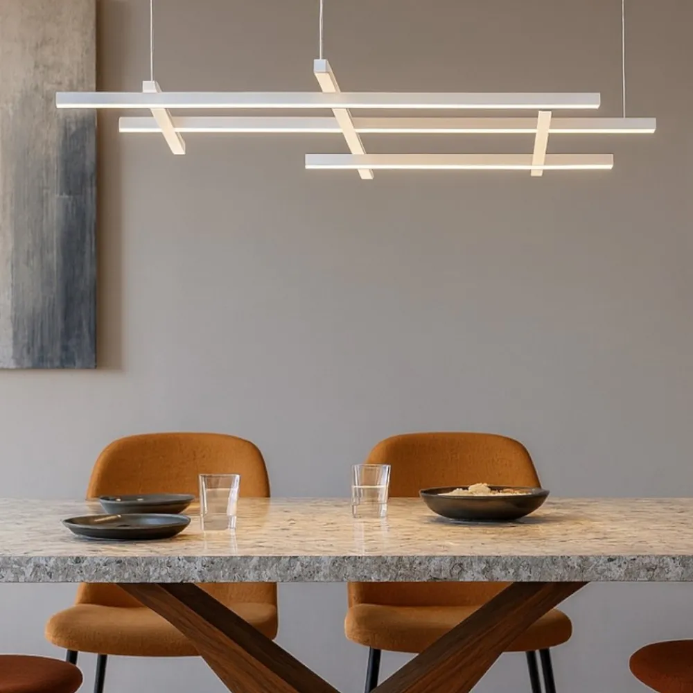 Lampadari Moderni-Selezionato da Mazzolaluce Lampadario design moderno bianco per soggiorno led 83w 3000k dimmerabile