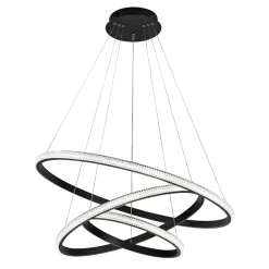 Lampadari Moderni-Selezionato da Mazzolaluce Lampadario design moderno cerchi nero led per salone