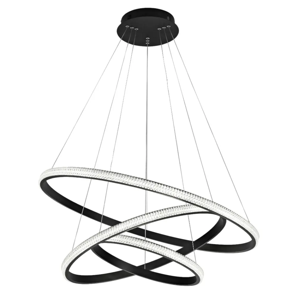 Lampadari Moderni-Selezionato da Mazzolaluce Lampadario design moderno cerchi nero led per salone