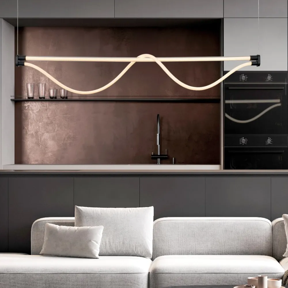 Lampadari Moderni-Selezionato da Mazzolaluce Lampadario design moderno corda led 38w 3000k per tavolo soggiorno