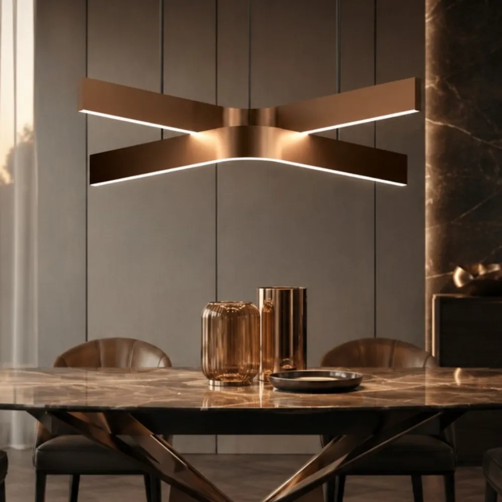 Lampadari Moderni-Eglo Lampadario design moderno folcino-z bronzo led rgb 2700k a 6500k controllo remoto app